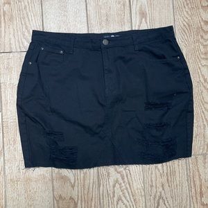 boohoo Black Denim Ripped Skirt. Size US 16.